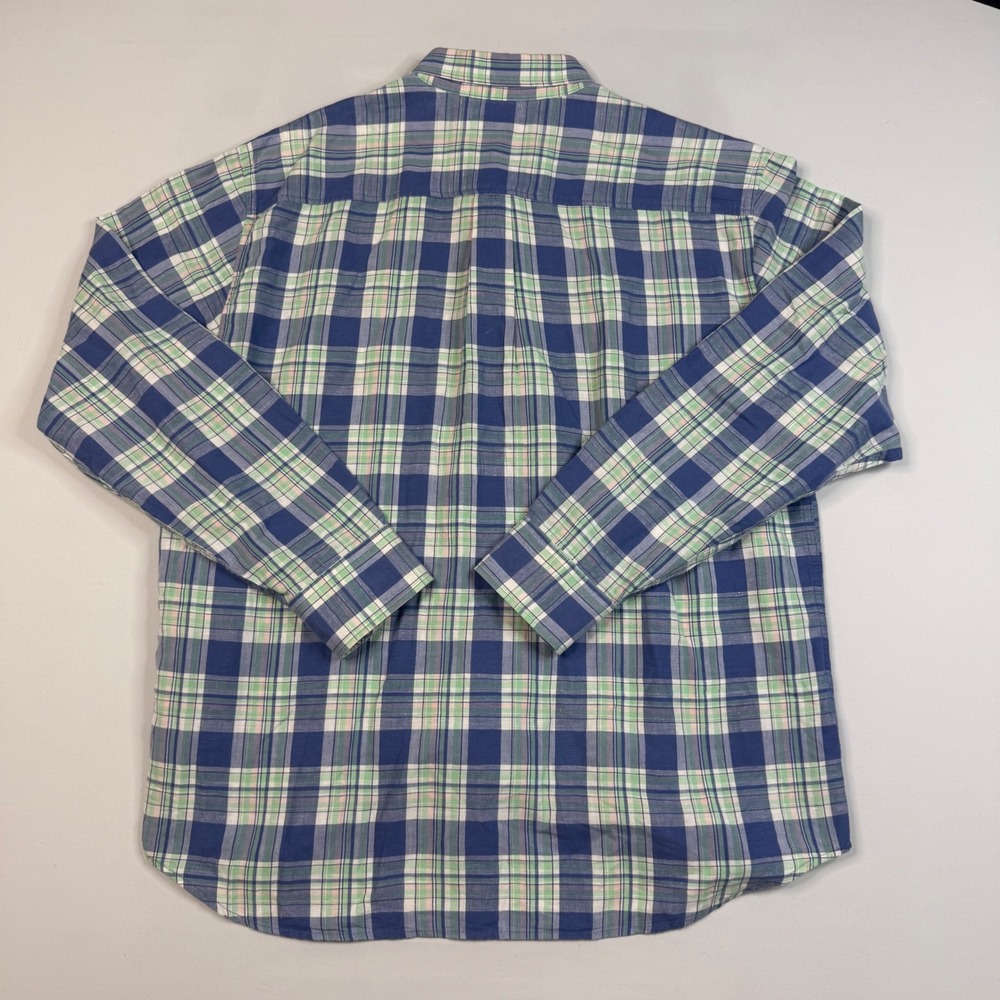 Tommy Bahama Button Up Shirt Mens XL Blue Green Plaid Linen Cotton Long Sleeve - Picture 5 of 9